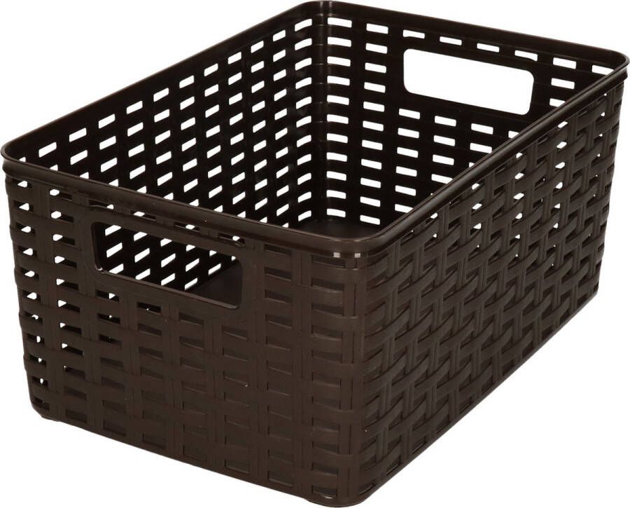 Forte Plastics Plasticforte Opbergmand Kastmand rotan kunststof donkerbruin 6 Liter 19 x 29 x 13 cm Opbergmanden