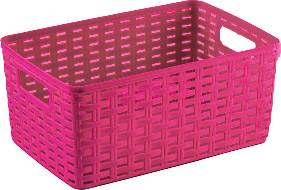 Forte Plastics Plasticforte Opbergmand Kastmand rotan kunststof fuchsia roze 10 Liter 22 x 33 x 16 cm Opbergmanden