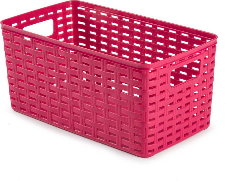 Forte Plastics Plasticforte Opbergmand Kastmand rotan kunststof fuchsia roze 5 Liter 15 x 28 x 13 cm Opbergmanden