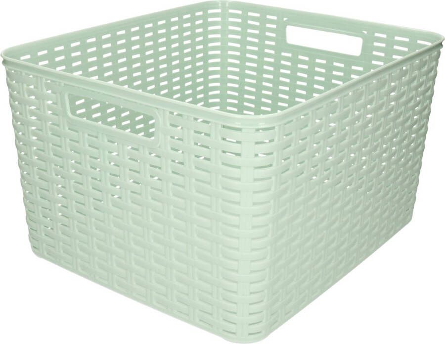 Forte Plastics Plasticforte Opbergmand Kastmand rotan kunststof mintgroen 28 Liter 34 x 40 x 23 cm Opbergmanden