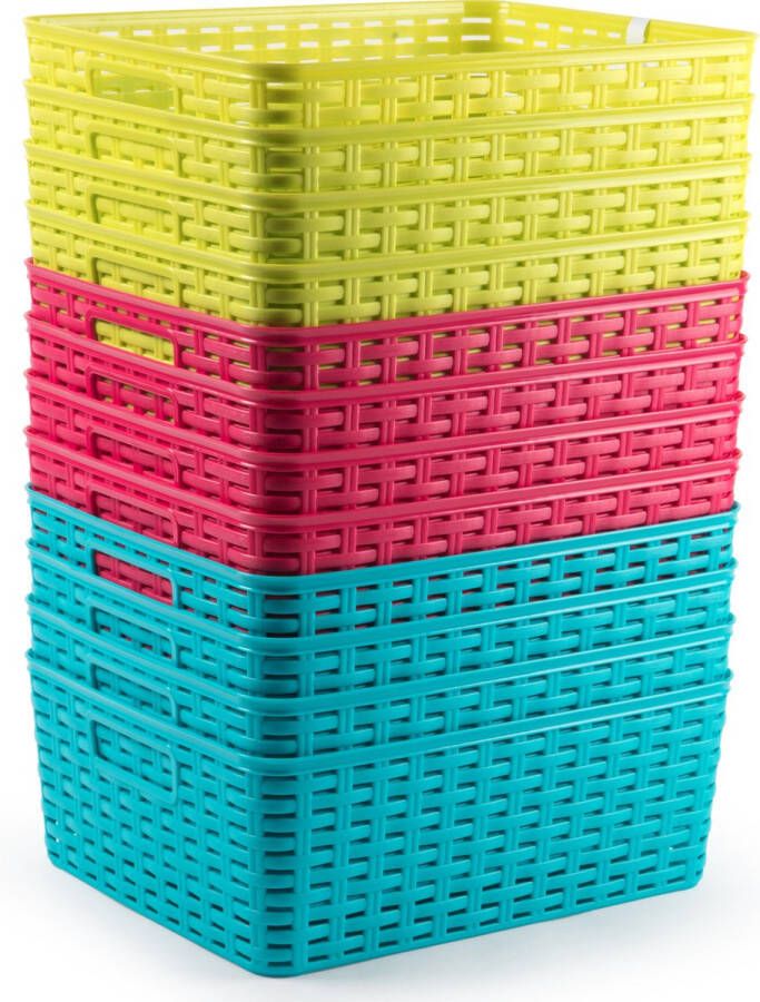 Forte Plastics Plasticforte Opbergmand Kastmand rotan kunststof turquoise blauw 12 Liter 30 x 37 x 13 cm Opbergmanden