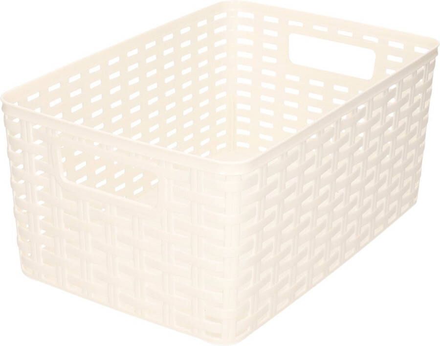 Forte Plastics Plasticforte Opbergmand Kastmand rotan kunststof wit 10 Liter 22 x 33 x 16 cm Opbergmanden