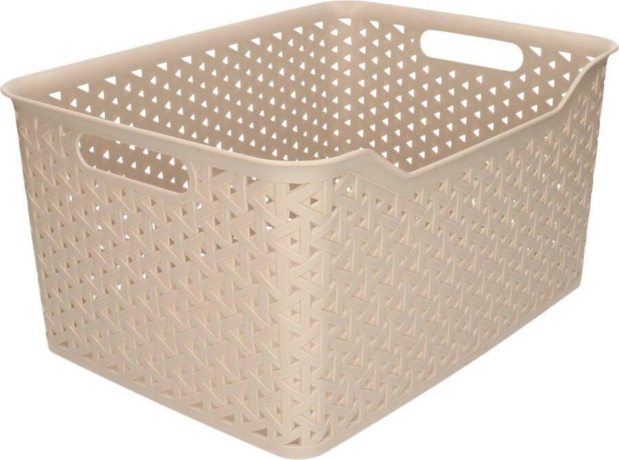 Forte Plastics Plasticforte opbergmand kastmandje 18 liter beige kunststof 29 x 39 x 19 cm Opbergmanden