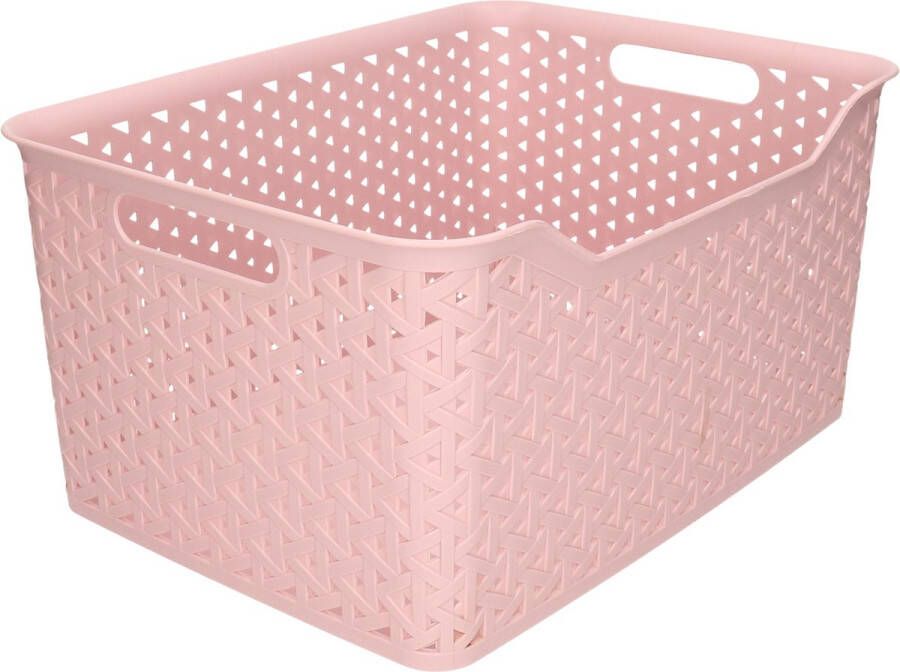 Forte Plastics Plasticforte opbergmand kastmandje 18 liter roze kunststof 29 x 39 x 19 cm Opbergbox