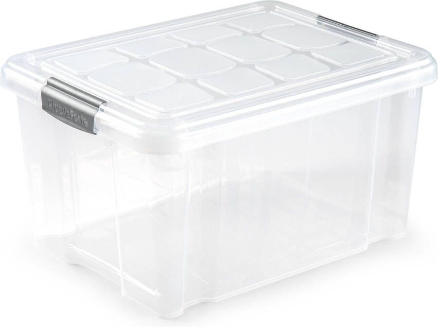 Forte Plastics 1x stuks Opslagbakken organizers met deksel 16 liter 40 x 30 x 21 cm transparant Opbergbakken