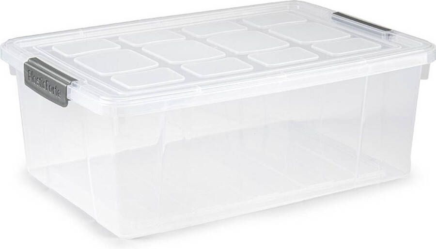 Forte Plastics PlasticForte Opslag opberg bak met deksel kunststof 37 x 26 x 14 cm transparant 9 liter Opbergmanden