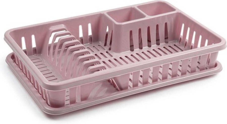 PLASTICFORTE Oud roze afdruiprek met lekbak 45 x 30 cm Keukenbenodigdheden Afwassen afdrogen Afwasrekken Afdruiprekken met lekbak