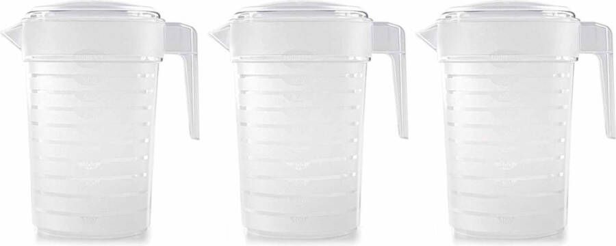 PLASTICFORTE Pakket van 3x stuks kunststof schenkkannen waterkannen van 2 liter 2000 ml Feest partij zomer