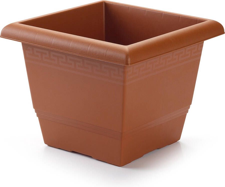 Forte Plastics Plantenbak terra cotta 26 x 26 x 20 cm Bloembak vierkant van kunststof Binnenmaat 25 cm