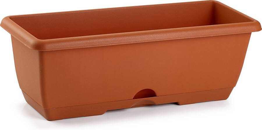 PLASTICFORTE Plantenbak terra cotta 40 x 20 x 17 cm Bloembakken voor balkon railing in Terrabalkon stalen houder