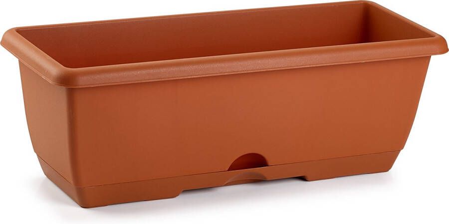 Forte Plastics Plantenbak terra cotta 40 x 20 x 17 cm Bloembakken voor balkon railing in Terrabalkon stalen houder