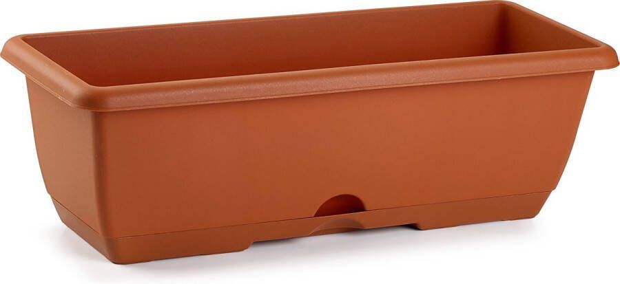 PLASTICFORTE Plantenbak terra cotta 50 x 20 x 17 cm Bloembakken voor balkon railing in Terrabalkon stalen houder