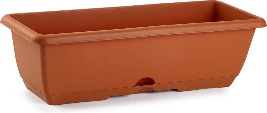 PLASTICFORTE Plantenbak terra cotta 60 x 20 x 17 cm Bloembakken voor balkon railing in Terrabalkon stalen houder