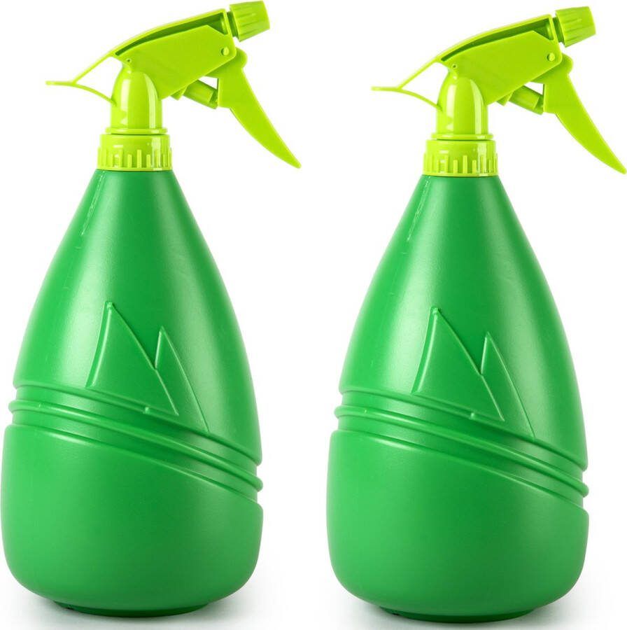 PLASTICFORTE Plantenspuit met een inhoud van 1150 ml 2x groen verstuiver kop 26 cm kunststof groot reservoir