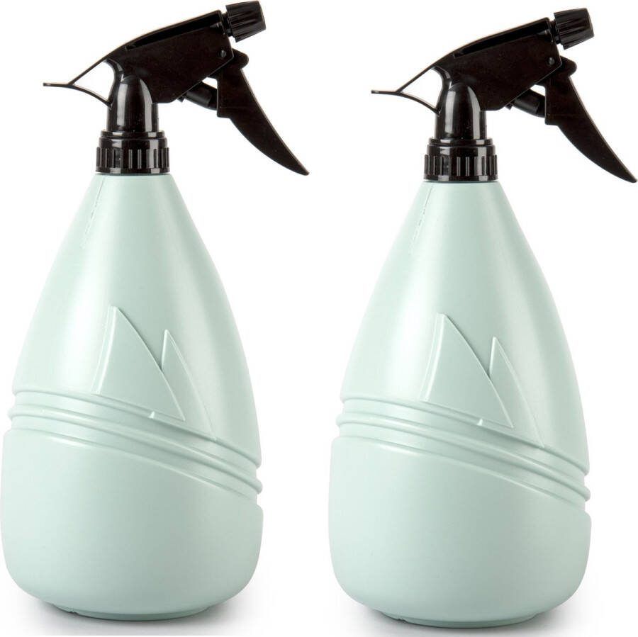 PLASTICFORTE Plantenspuit met een inhoud van 1150 ml 2x mintgroen verstuiver kop 26 cm kunststof