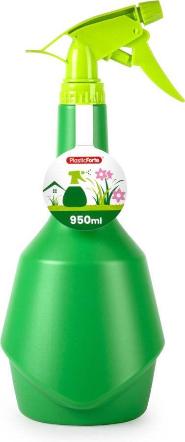 PLASTICFORTE Plantenspuit met een inhoud van 950 ml groen verstuiver kop 29 cm kunststof groot reservoir
