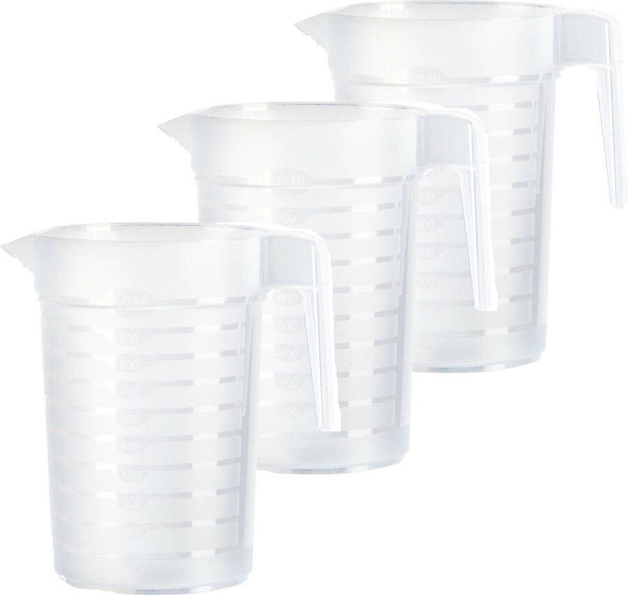 PLASTICFORTE Plastcforte Waterkan schenkkan 3x transparant 1000 ML kunststof