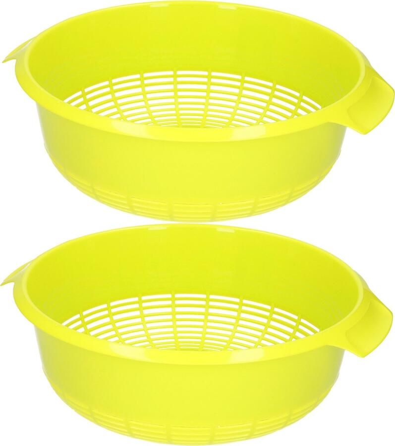 Forte Plastics set van 2x stuks kunststof keuken vergieten van 27 x 10 cm in de kleur groen keuken accessoires