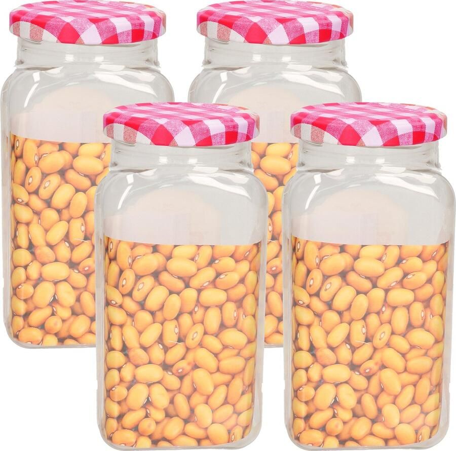 PLASTICFORTE Weckpot inmaakpot Classic 4x 600ml kunststof draaideksel roze D7 x H15 cm