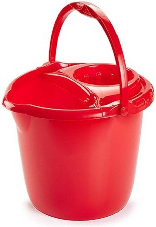 PLASTICFORTE Rode dweilemmer mopemmer 15 liter 38 x 34 cm Vloer reinigen Kunststof plastic dweil emmer