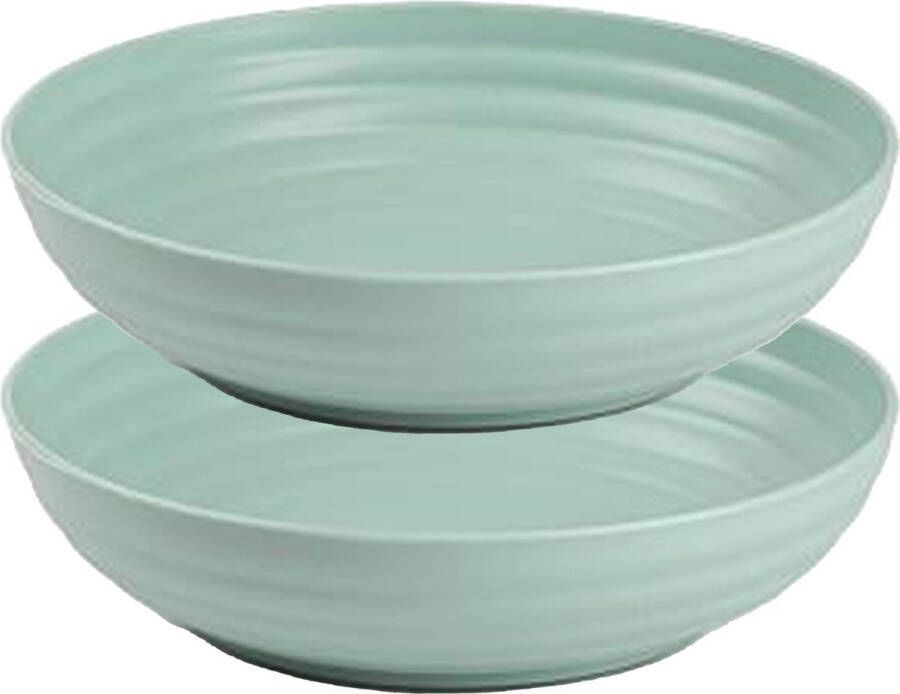 Forte Plastics Plasticforte Rond bord camping 4x diep bord D22 cm mintgroen kunststof onbreekbaar Diepe borden