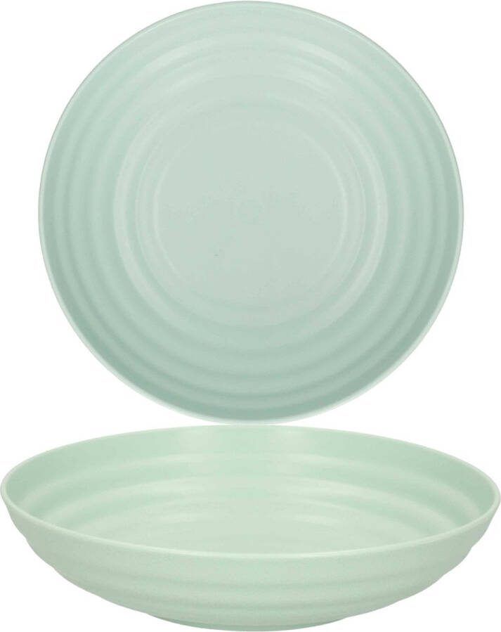 PLASTICFORTE Rond bord camping 6x diep bord D19 cm mintgroen kunststof soepborden