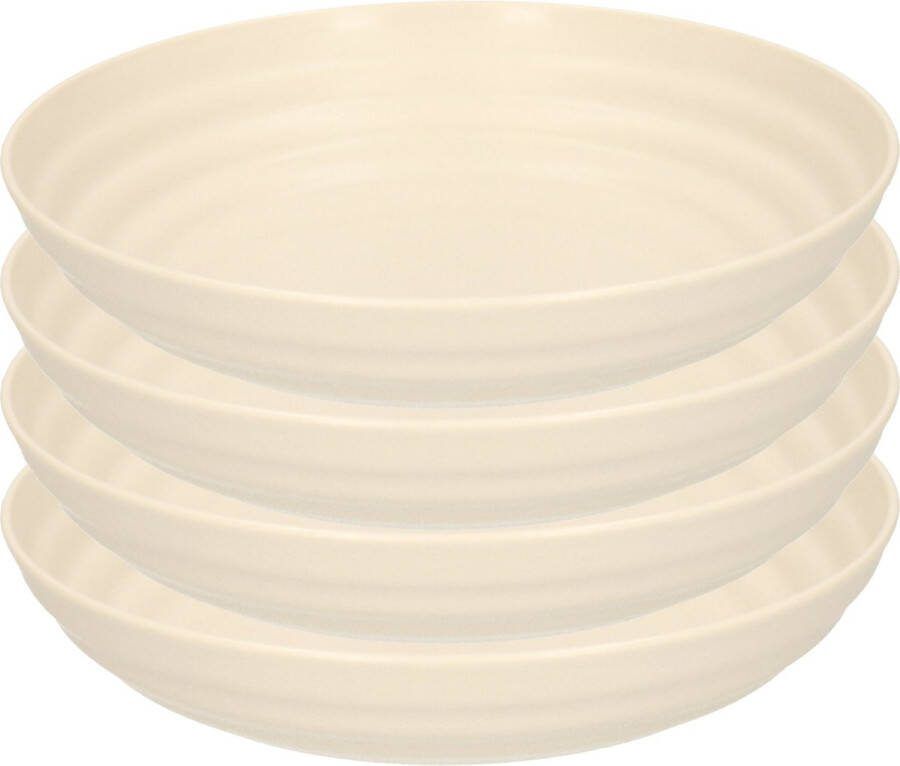PLASTICFORTE Rond bord camping 8x diep bord D19 cm beige kunststof soepborden