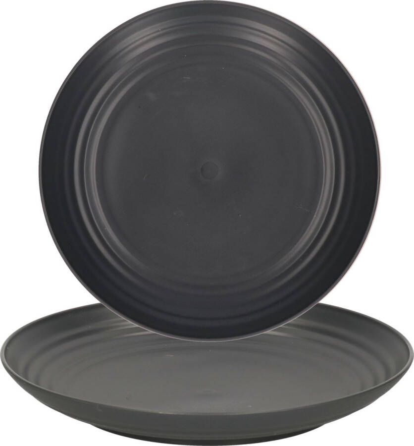 Forte Plastics PlasticForte Rond bord camping bord 4x D22 cm zwart kunststof Dinerborden