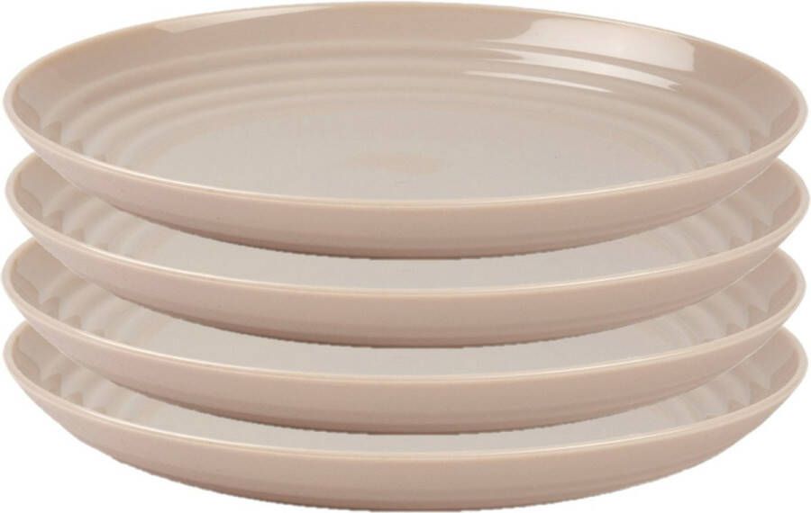 Forte Plastics PlasticForte Rond bord camping bord 4x D25 cm beige kunststof Dinerborden