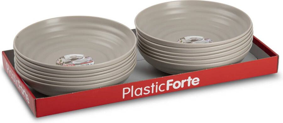 Forte Plastics PlasticForte Rond bord camping diep bord D19 cm taupe kunststof soepborden Diepe borden