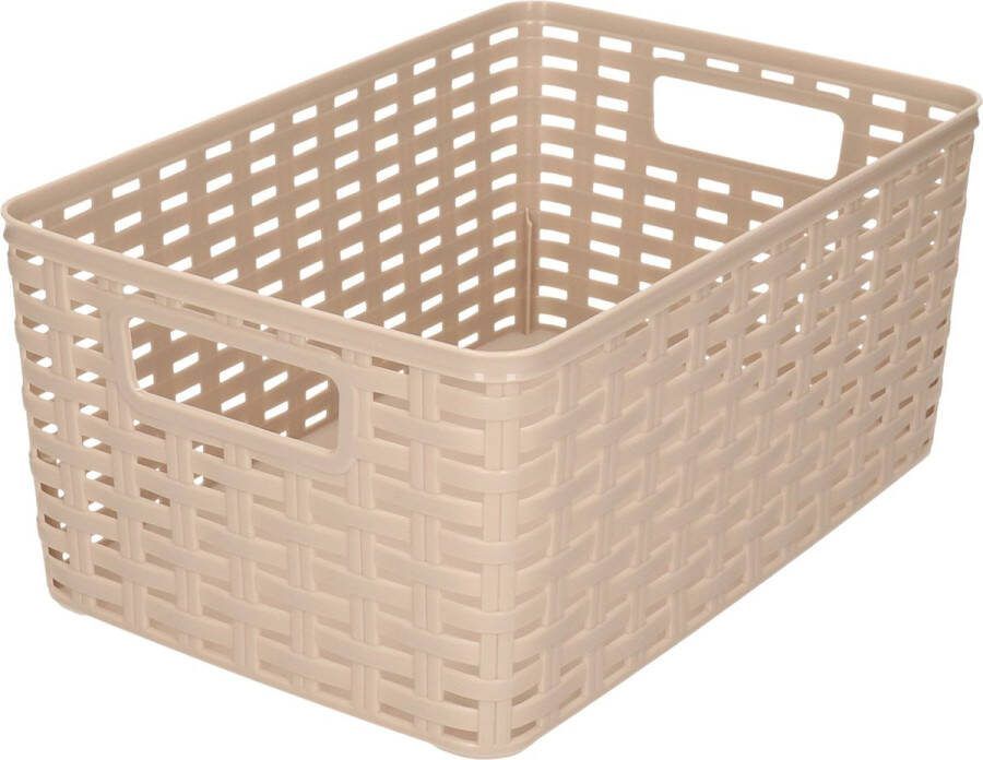 Forte Plastics Plasticforte Opbergmand Kastmand rotan kunststof taupe 6 Liter 19 x 29 x 13 cm Opbergmanden