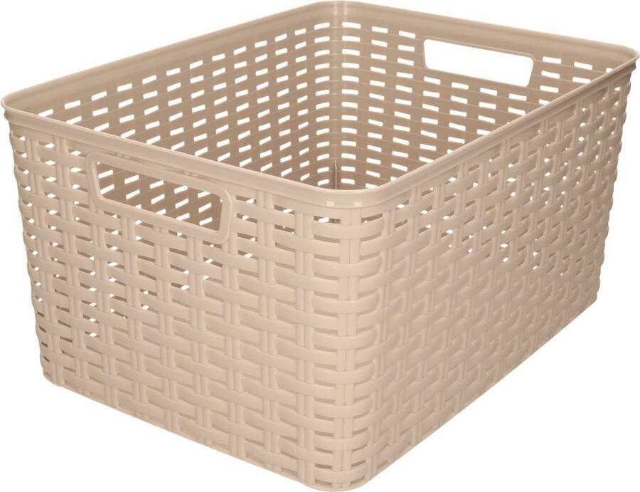 Forte Plastics Plasticforte Opbergmand Kastmand rotan kunststof taupe 18 Liter 29 x 39 x 20 cm Opbergmanden
