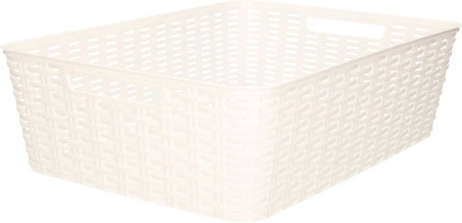 Forte Plastics Plasticforte Opbergmand Kastmand rotan kunststof wit 12 Liter 30 x 37 x 13 cm Opbergmanden