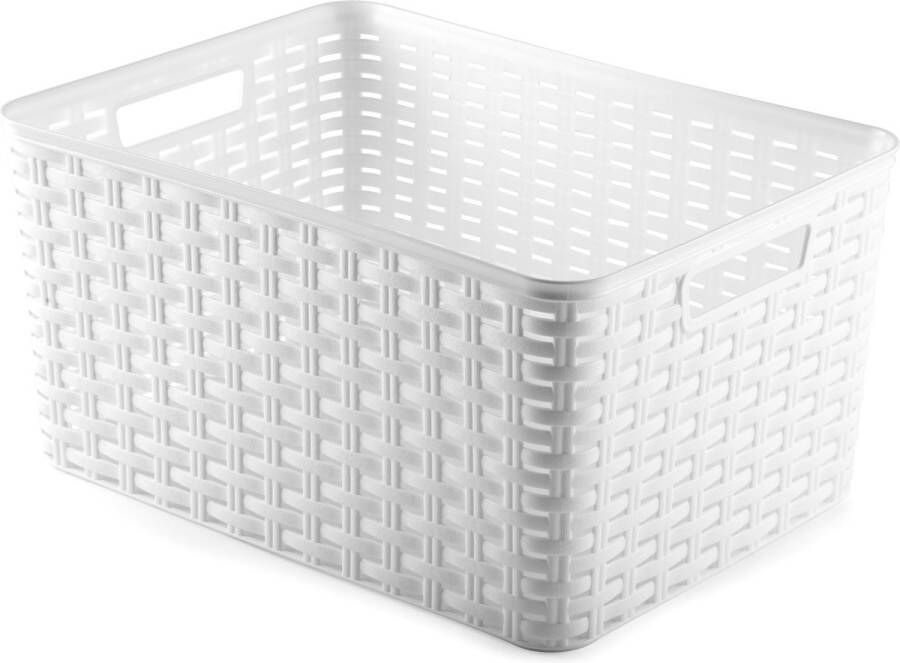 Forte Plastics Plasticforte Opbergmand Kastmand rotan kunststof wit 18 Liter 29 x 39 x 20 cm Opbergmanden