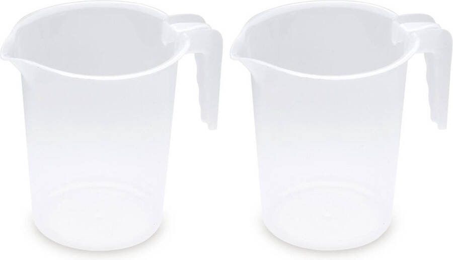 PLASTICFORTE schenkkannen maatbekers set 2x transparant plastic 1 2 liter