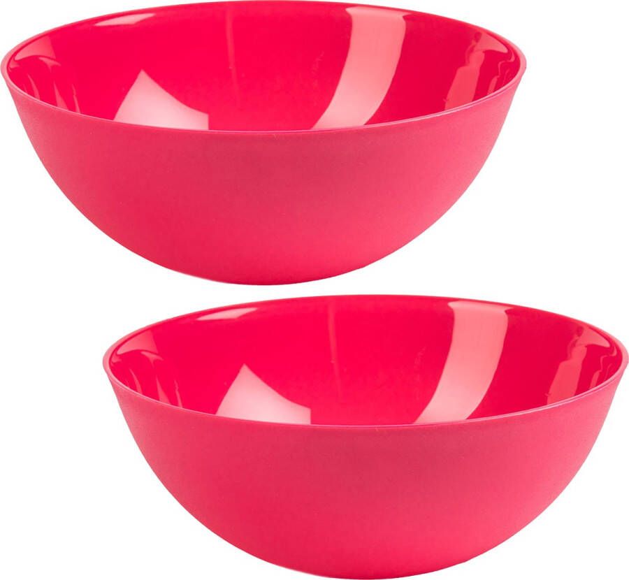 Forte Plastics Plasticforte Serveerschaal Saladeschaal 2x D25 x H10 cm kunststof fuchsia roze 2 5 liter Serveerschalen