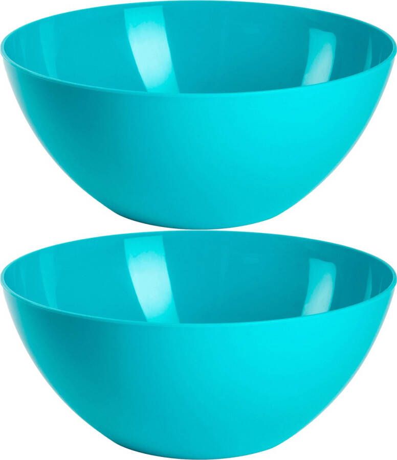 Forte Plastics Plasticforte Serveerschaal saladeschaal 2x stuks D26 x H12 cm kunststof blauw Serveerschalen