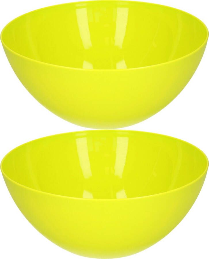 Forte Plastics Plasticforte Serveerschaal saladeschaal 2x stuks D26 x H12 cm kunststof groen Serveerschalen