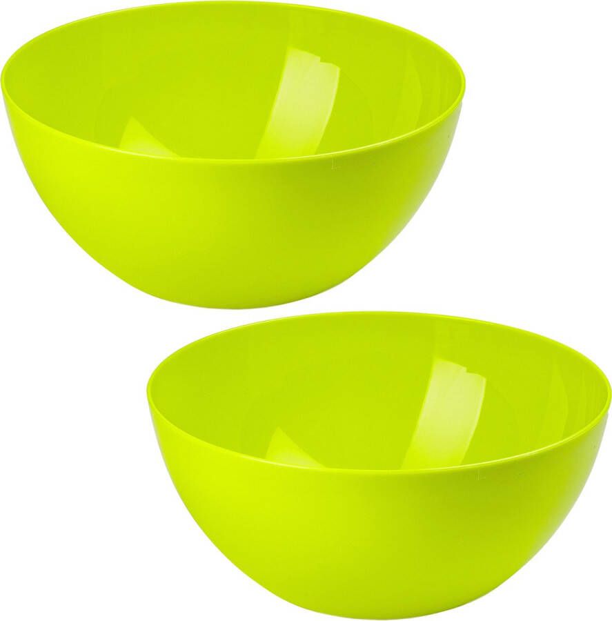 Forte Plastics Plasticforte Serveerschaal saladeschaal 2x stuks D28 x H14 cm kunststof groen Serveerschalen