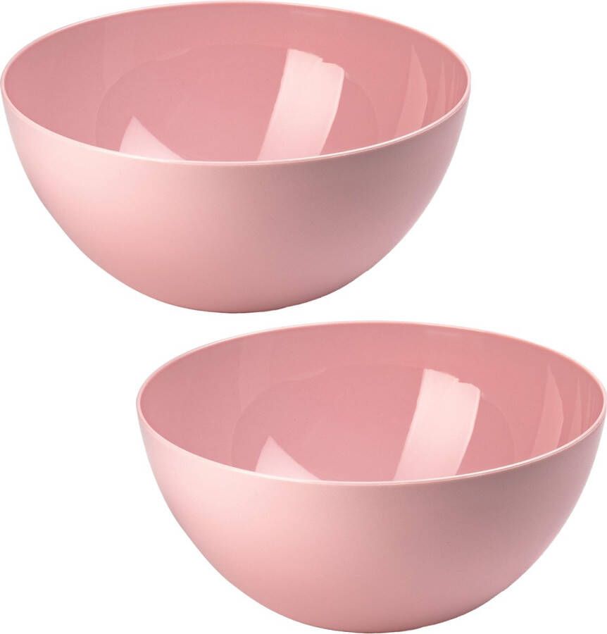 Forte Plastics Plasticforte Serveerschaal saladeschaal 2x stuks D28 x H14 cm kunststof roze Serveerschalen