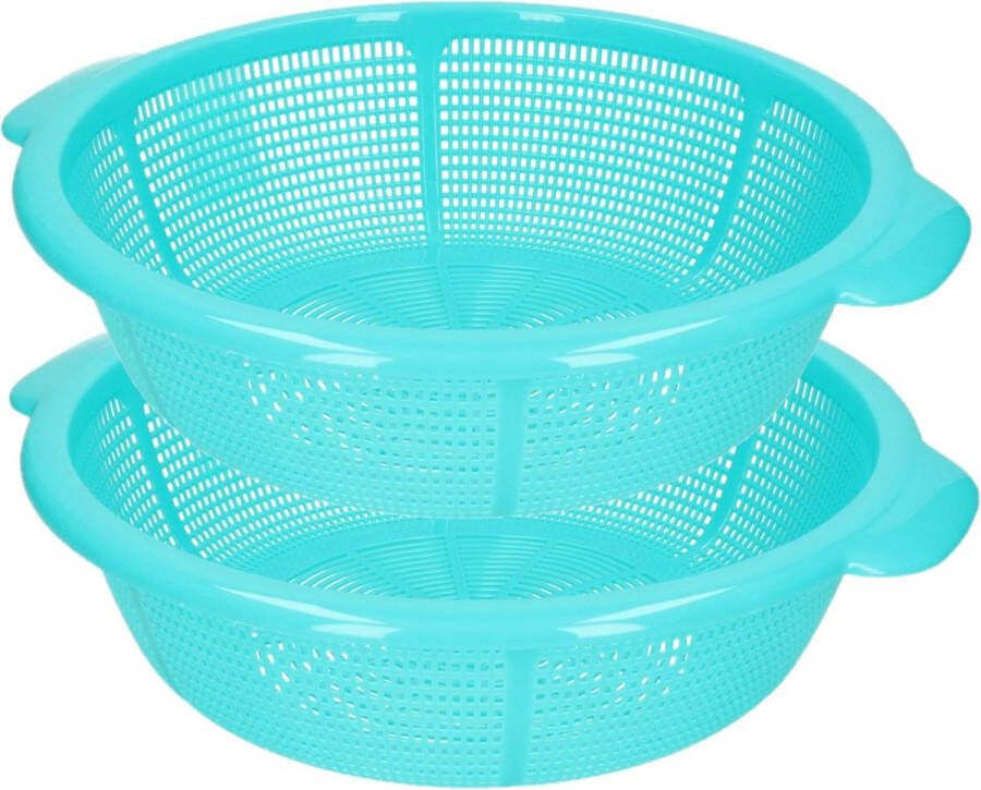 Forte Plastics set van 2x stuks kunststof keuken vergieten van 31 x 9.5 cm in de kleur blauw -ã¯â¿â½keuken accessoires