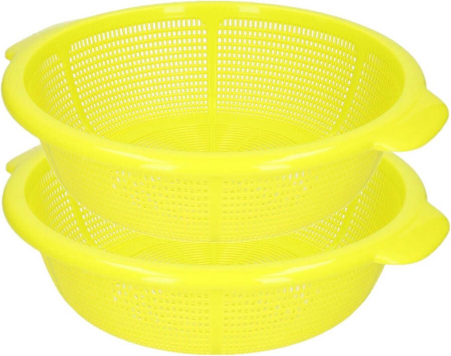 Forte Plastics set van 2x stuks kunststof keuken vergieten van 31 x 9.5 cm in de kleur groen -ã¯â¿â½keuken accessoires