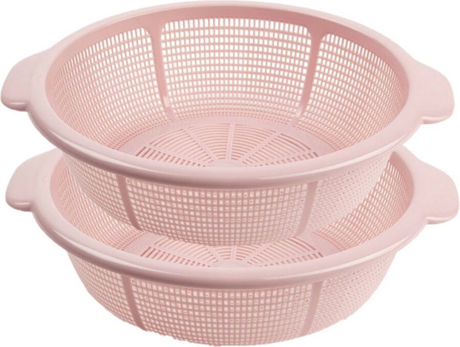 Forte Plastics set van 2x stuks kunststof keuken vergieten van 31 x 9.5 cm in de kleur roze -â keuken accessoires