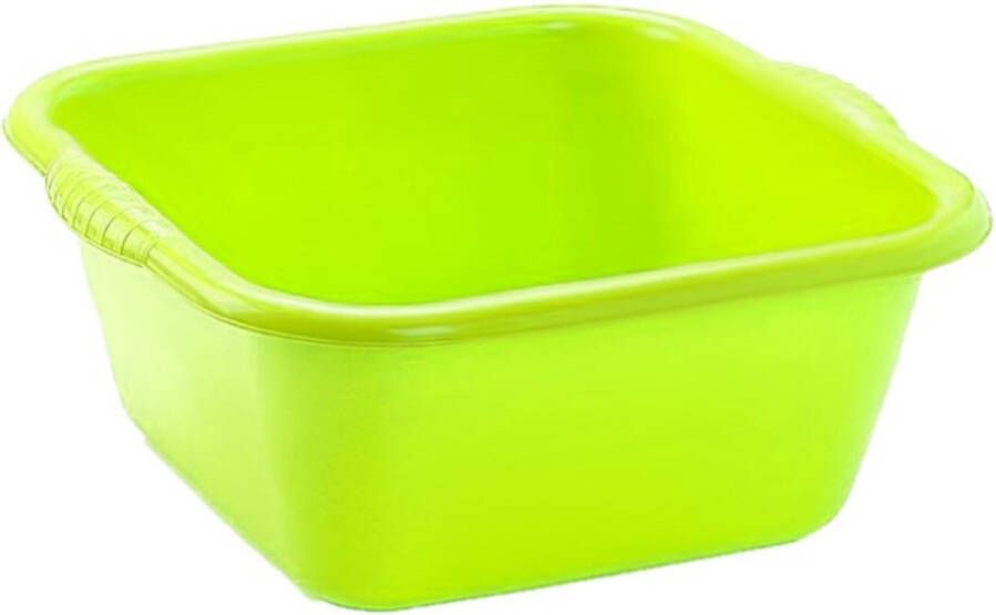 Forte Plastics Set van 2x stuks kunststof teiltjes afwasbakken vierkant 25 liter groen Afmetingen 49 x 47 x 20 cm Huishouden