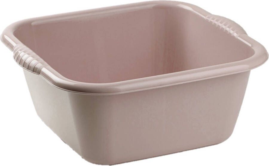 Forte Plastics Set van 2x stuks kunststof teiltjes afwasbakken vierkant 6 liter taupe Afmetingen 31 x 29 x 13 cm Huishouden