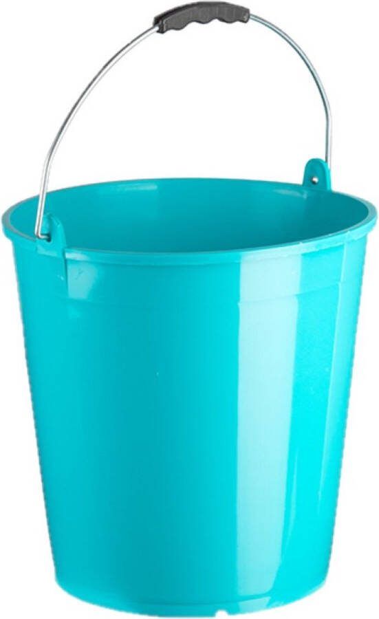 Forte Plastics Set van 3x stuks blauwe schoonmaakemmers huishoudemmers 15 liter 32 x 31 cm Kunststof emmers met metalen hengsel