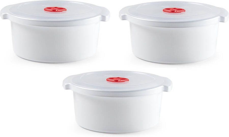 PLASTICFORTE Set van 3x stuks magnetron voedsel opwarm container schaal van 3 liter 25 x 23 x 10 cm