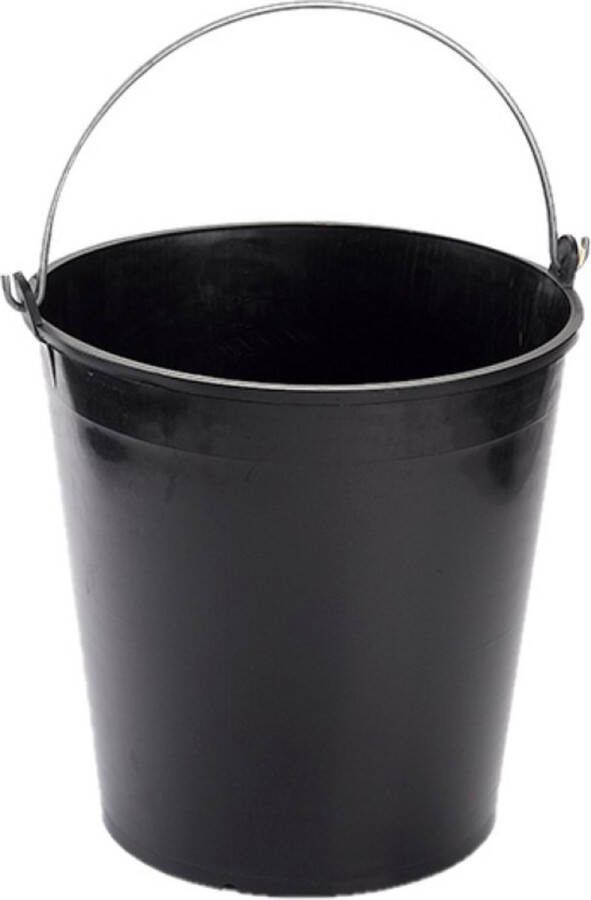 Forte Plastics Set van 3x stuks zwarte schoonmaakemmers huishoudemmers 15 liter 32 x 31 cm Kunststof emmers met metalen hengsel