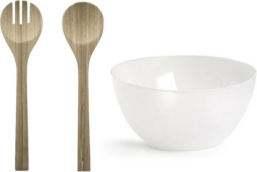 Forte Plastics PlasticForte Slakom schaal met transparant slacouvert Kunststof D25 cm Saladeschalen