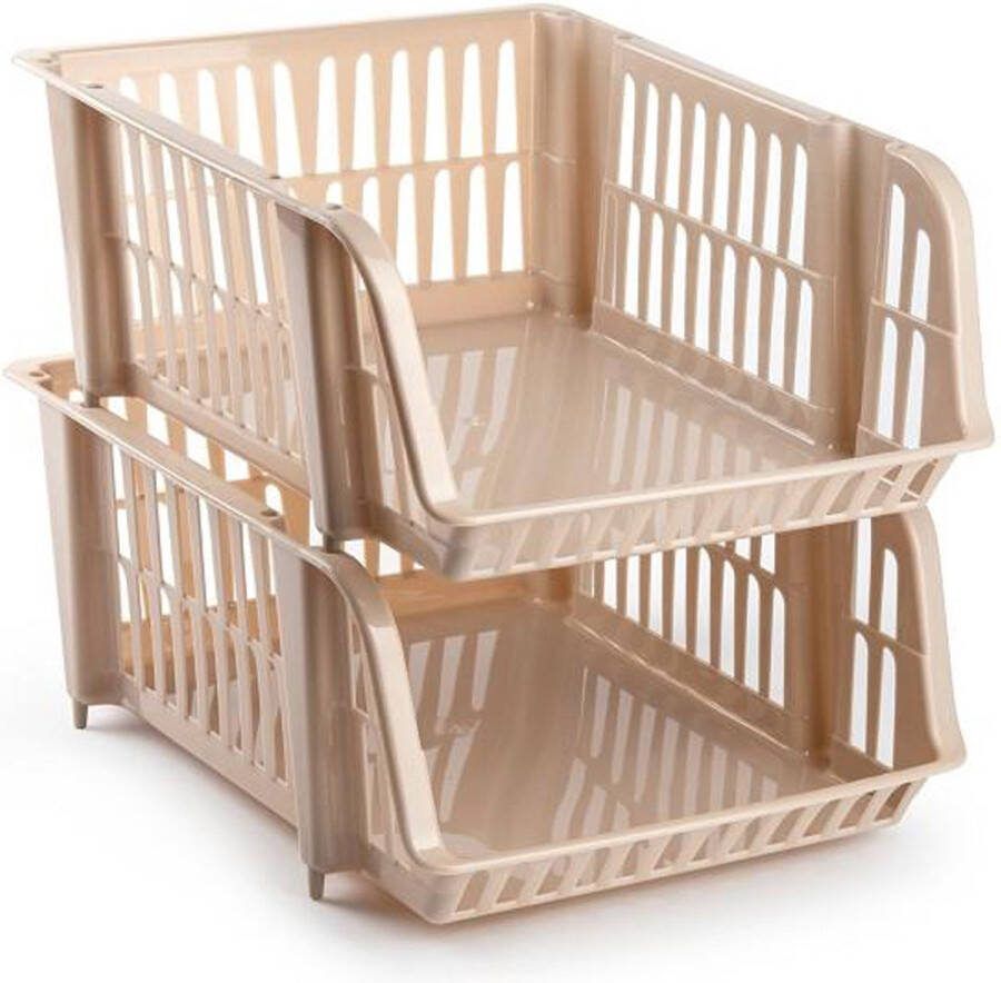 Forte Plastics Plasticforte Stapelbare opbergmand Beige 16L kunststof 38 x 28 x 15 cm Opbergmanden